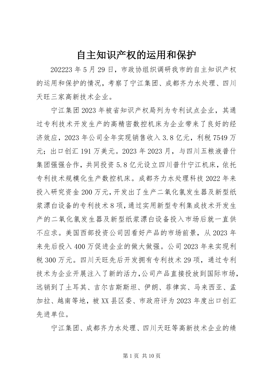 2023年自主知识产权的运用和保护.docx_第1页