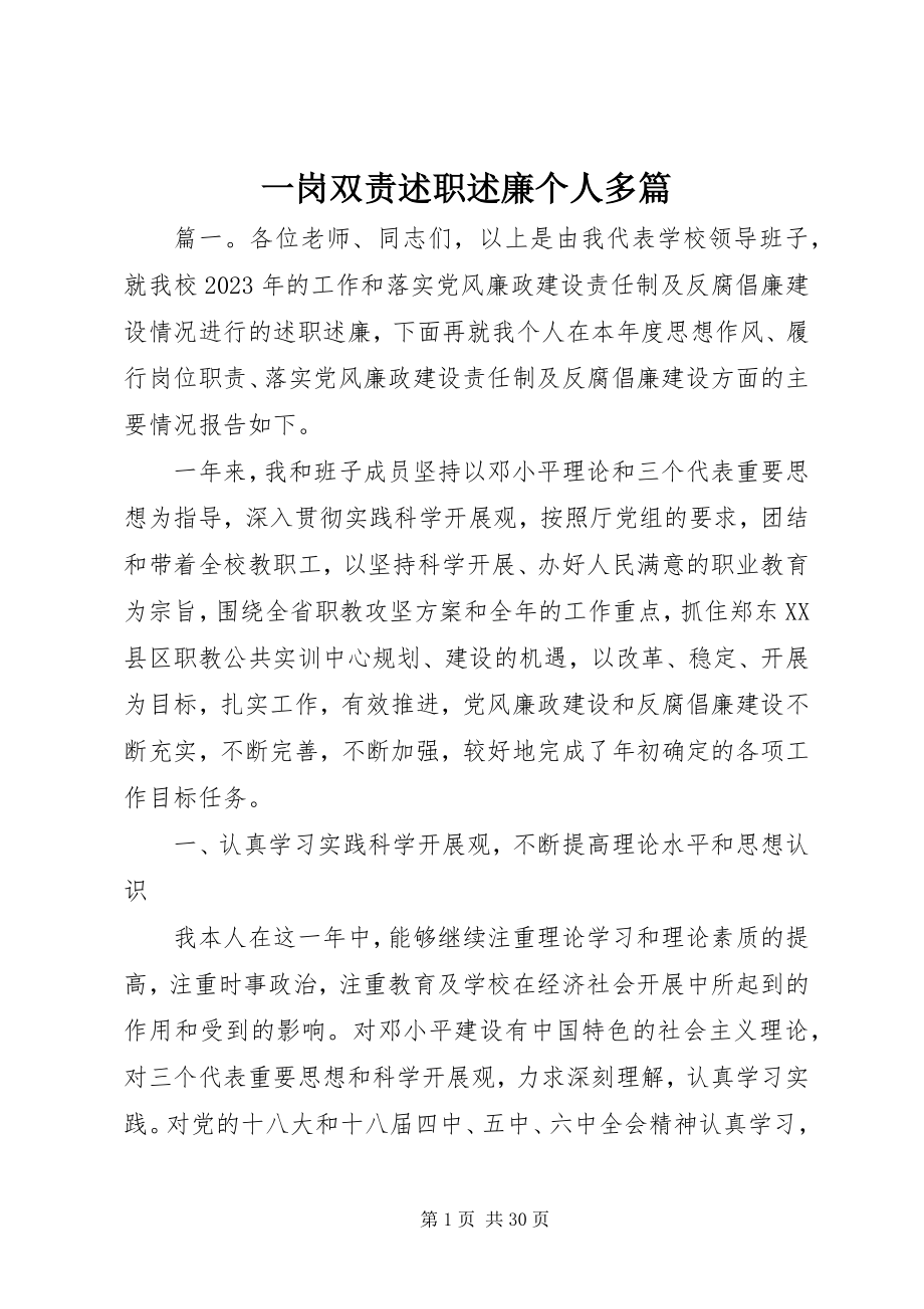 2023年一岗双责述职述廉个人多篇.docx_第1页