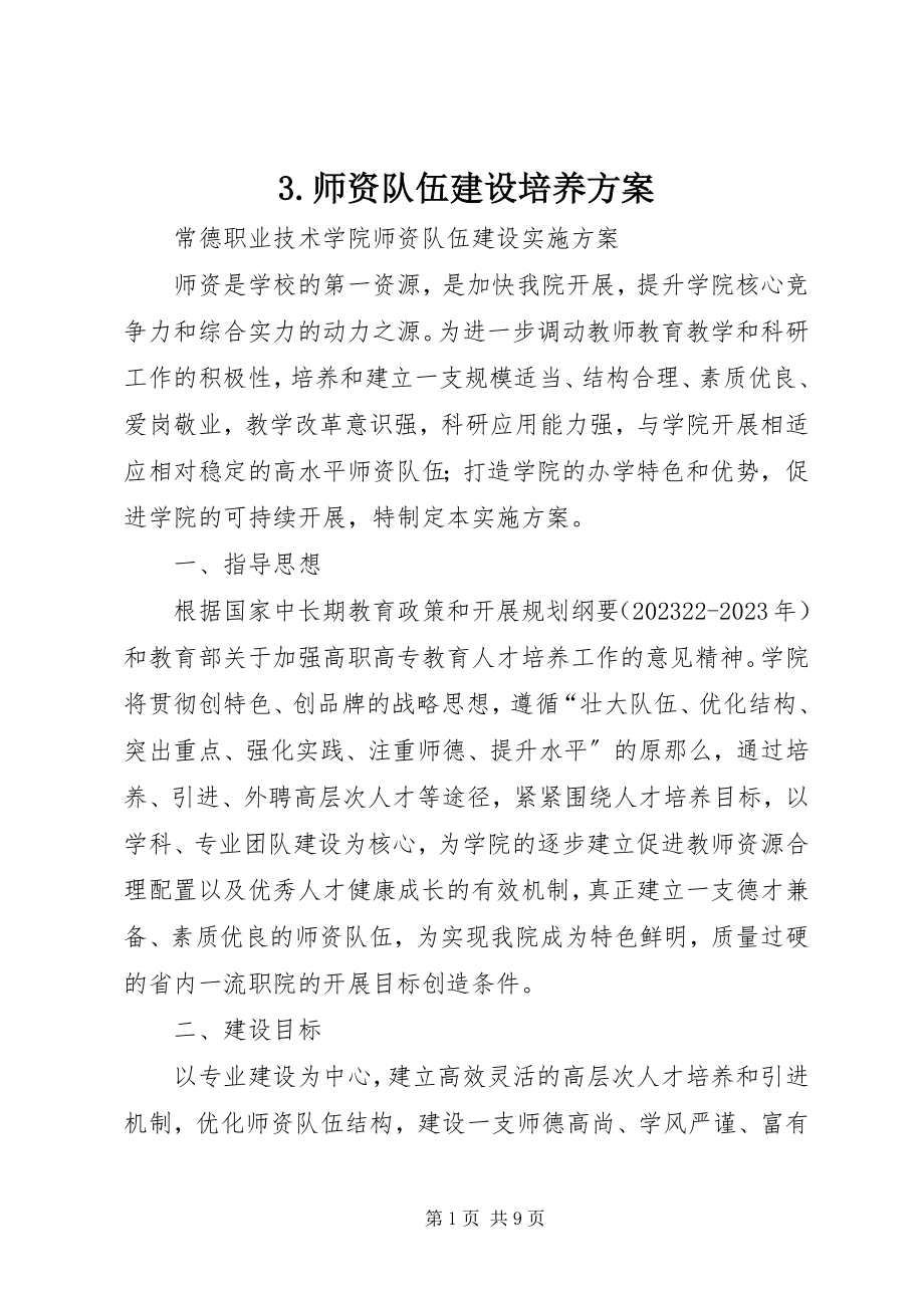 2023年3师资队伍建设培养方案新编.docx_第1页