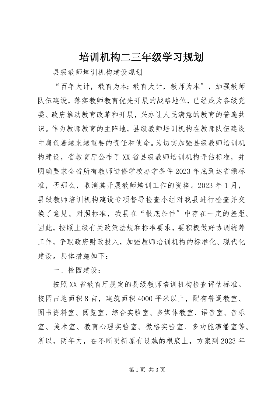 2023年培训机构二三年级学习规划.docx_第1页