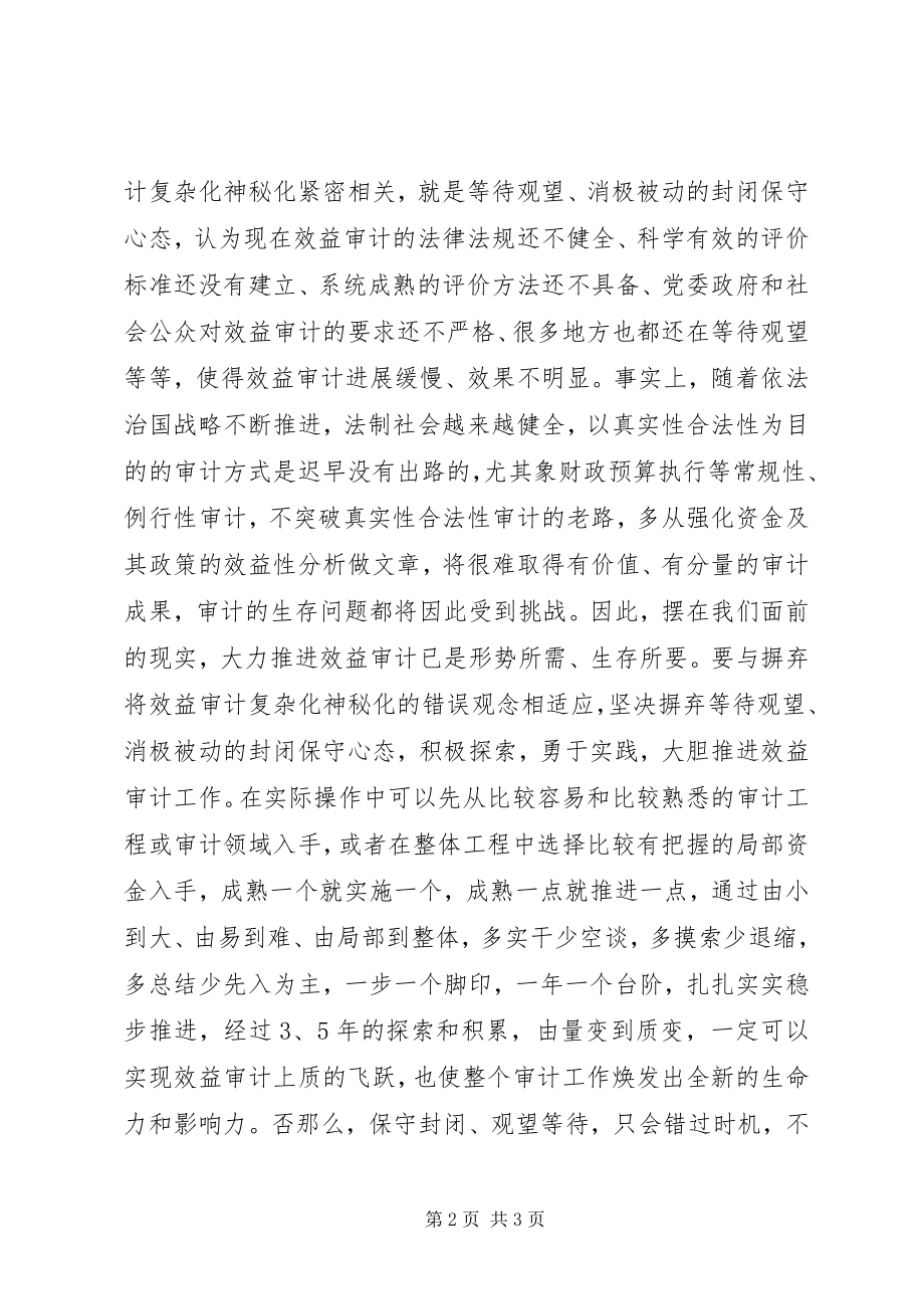 2023年克服复杂化和封闭保守思想大胆推进效益审计工作.docx_第2页