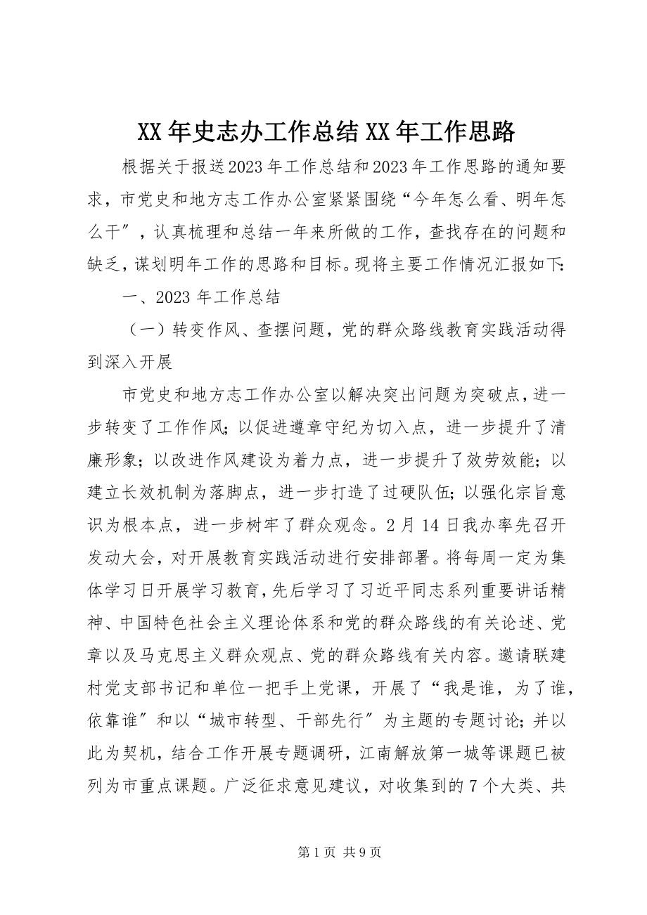 2023年史志办工作总结工作思路.docx_第1页