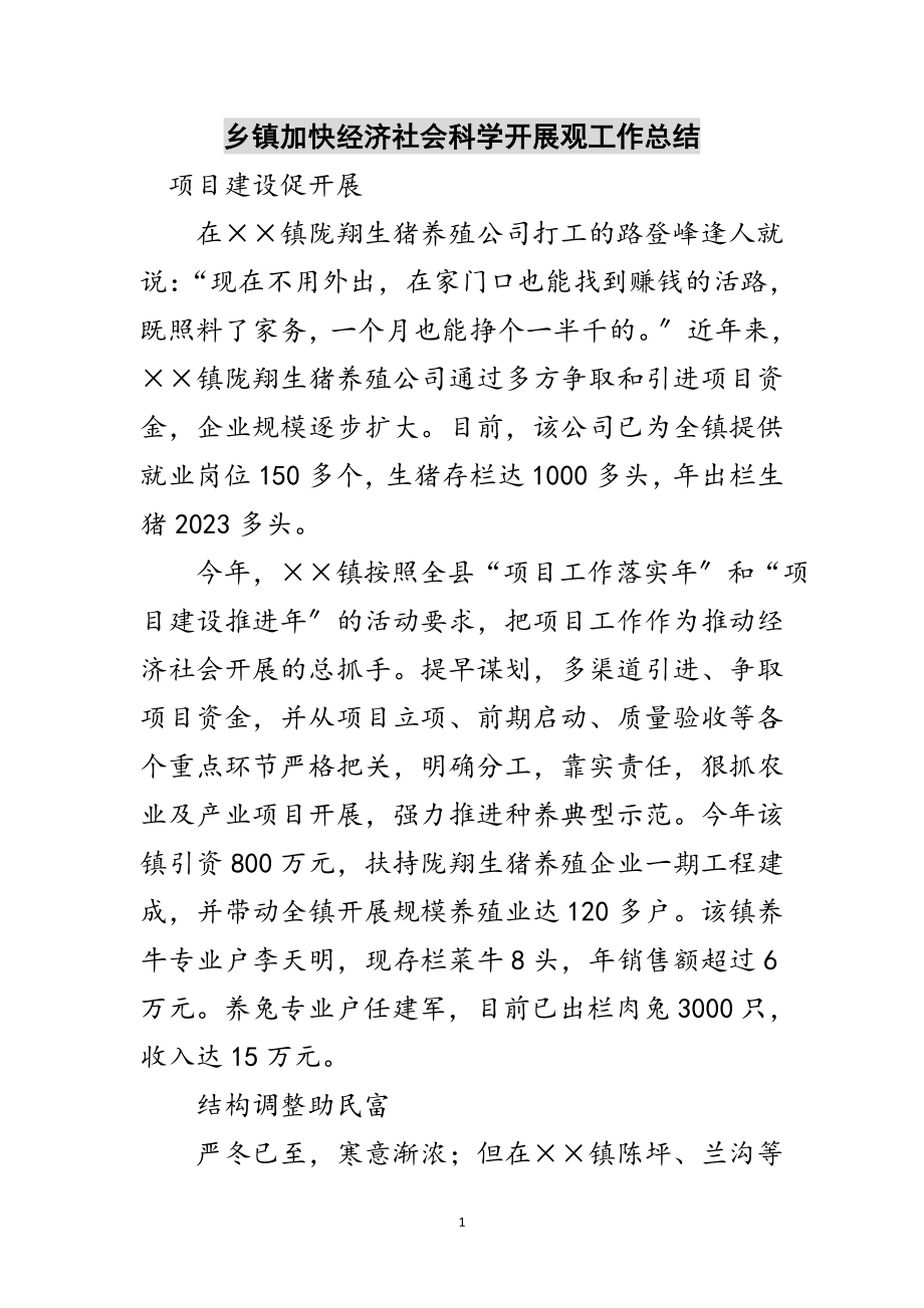 2023年乡镇加快经济社会科学发展观工作总结范文.doc_第1页