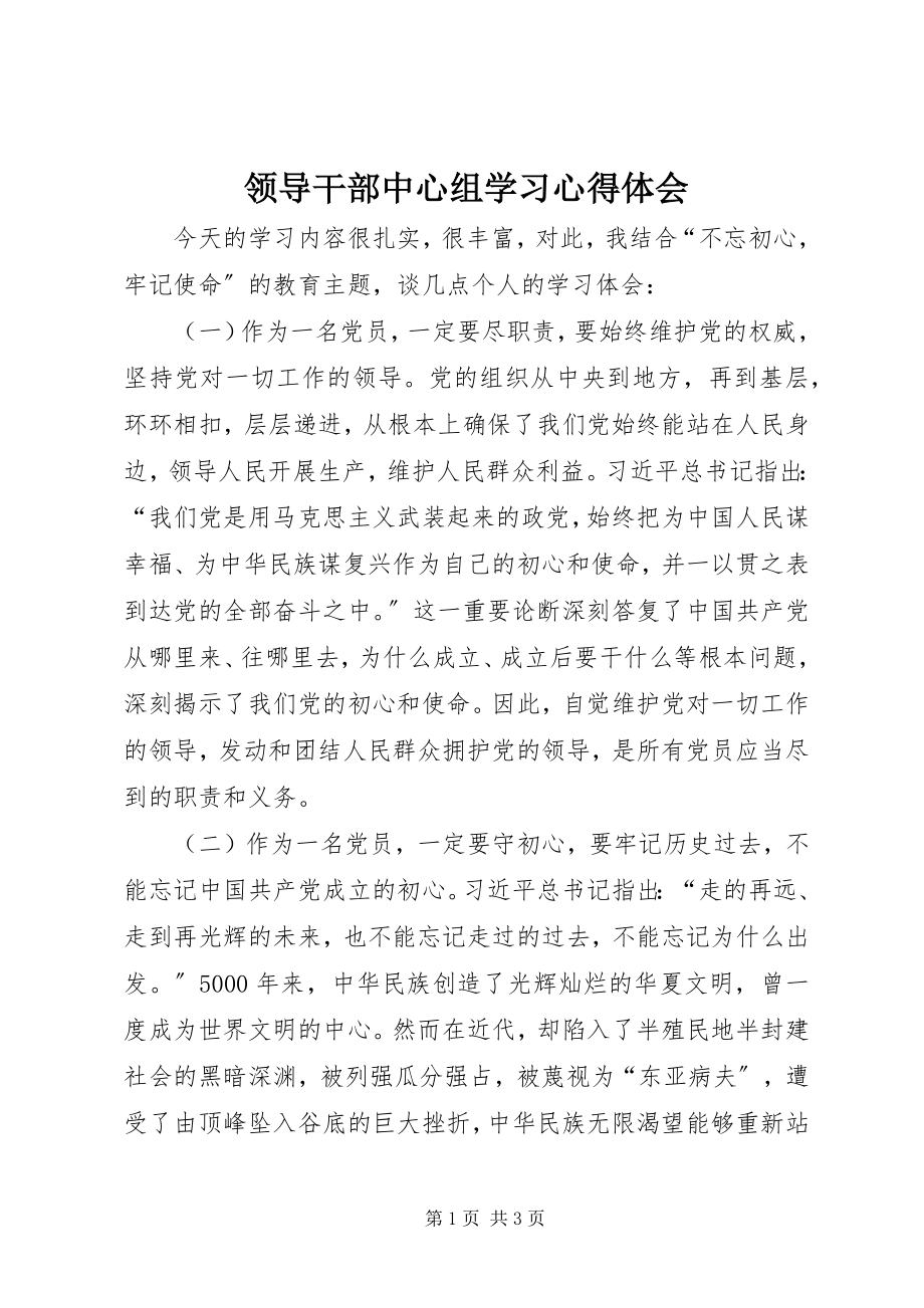 2023年领导干部中心组学习心得体会.docx_第1页