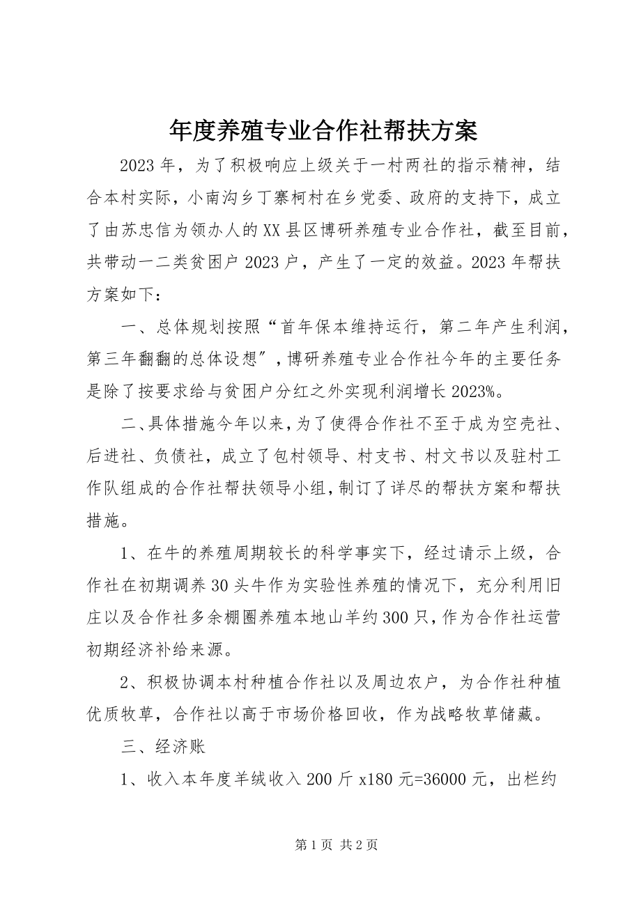 2023年养殖专业合作社帮扶计划.docx_第1页