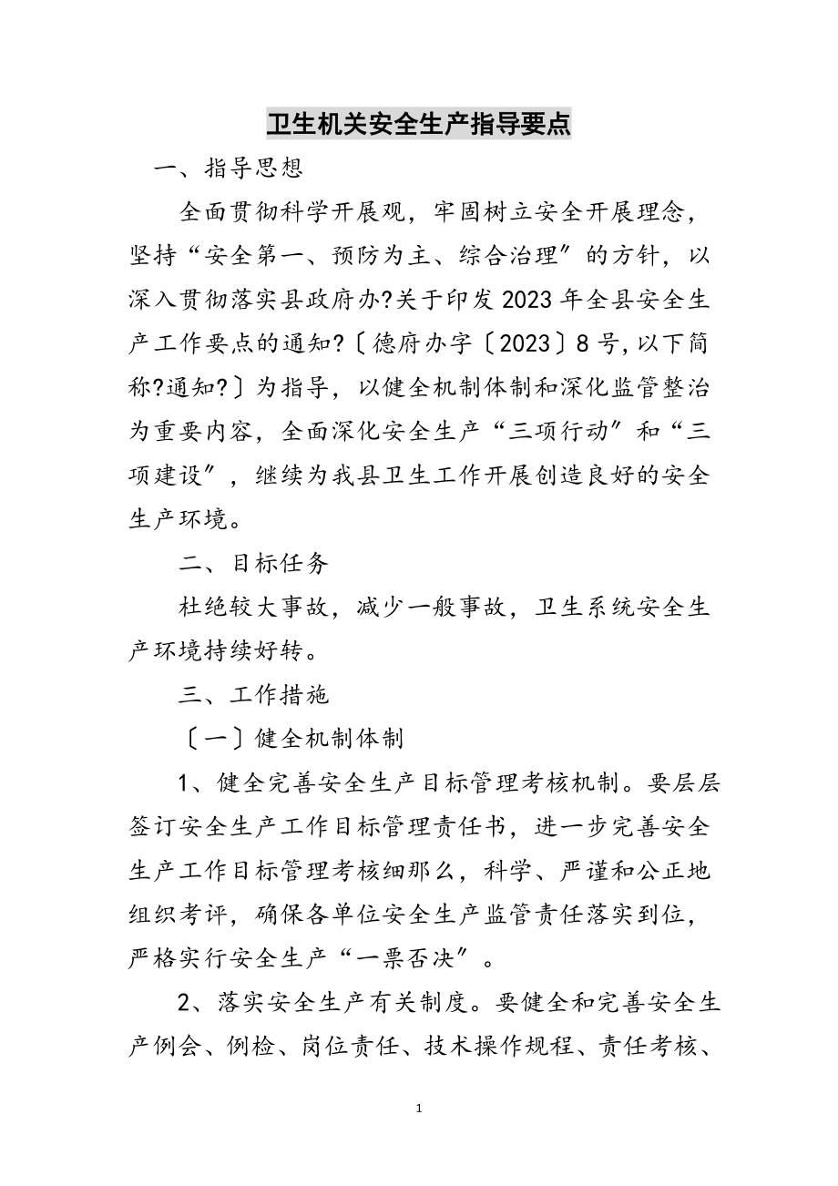 2023年卫生机关安全生产指导要点范文.doc_第1页