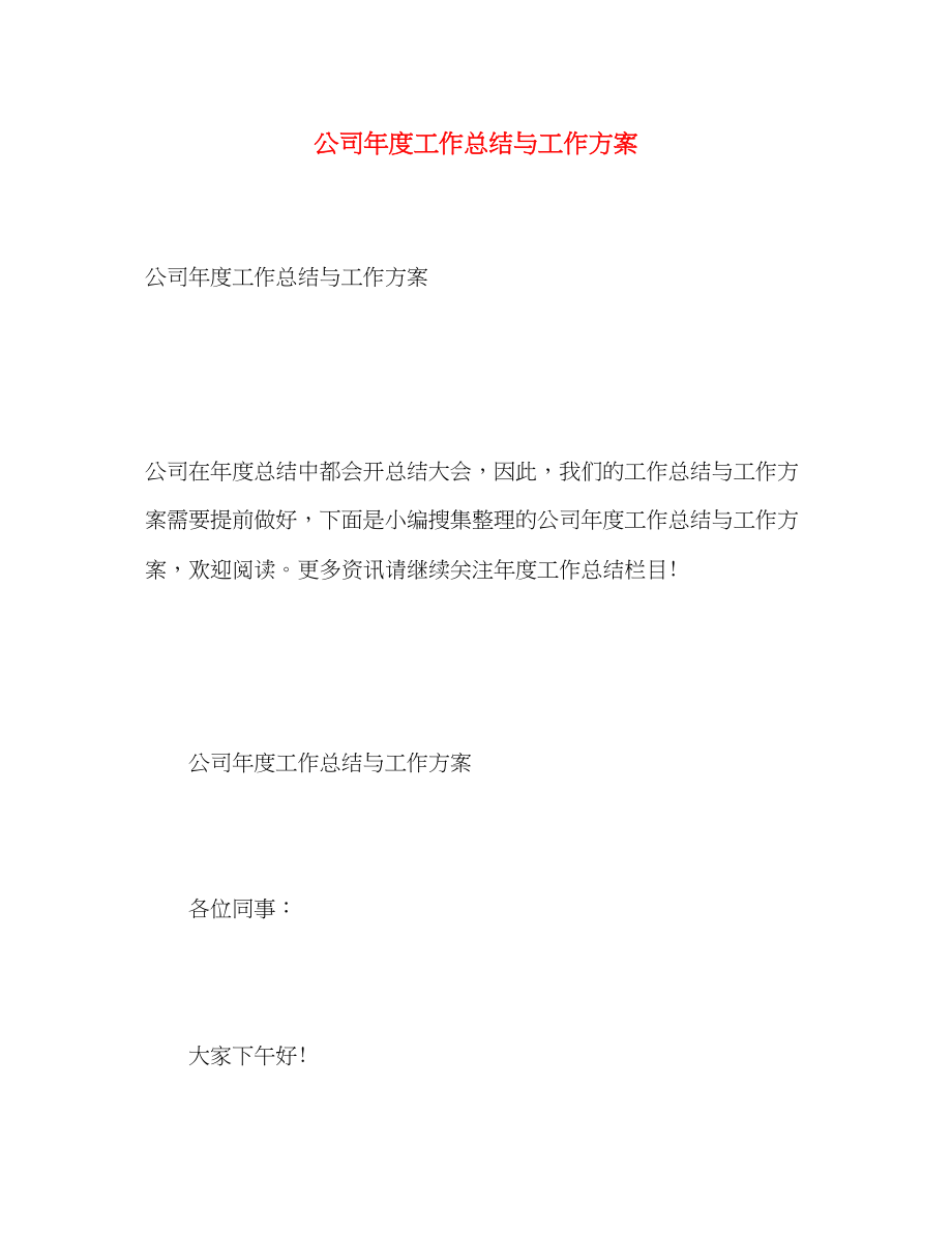 2023年公司度工作总结与工作计划.docx_第1页