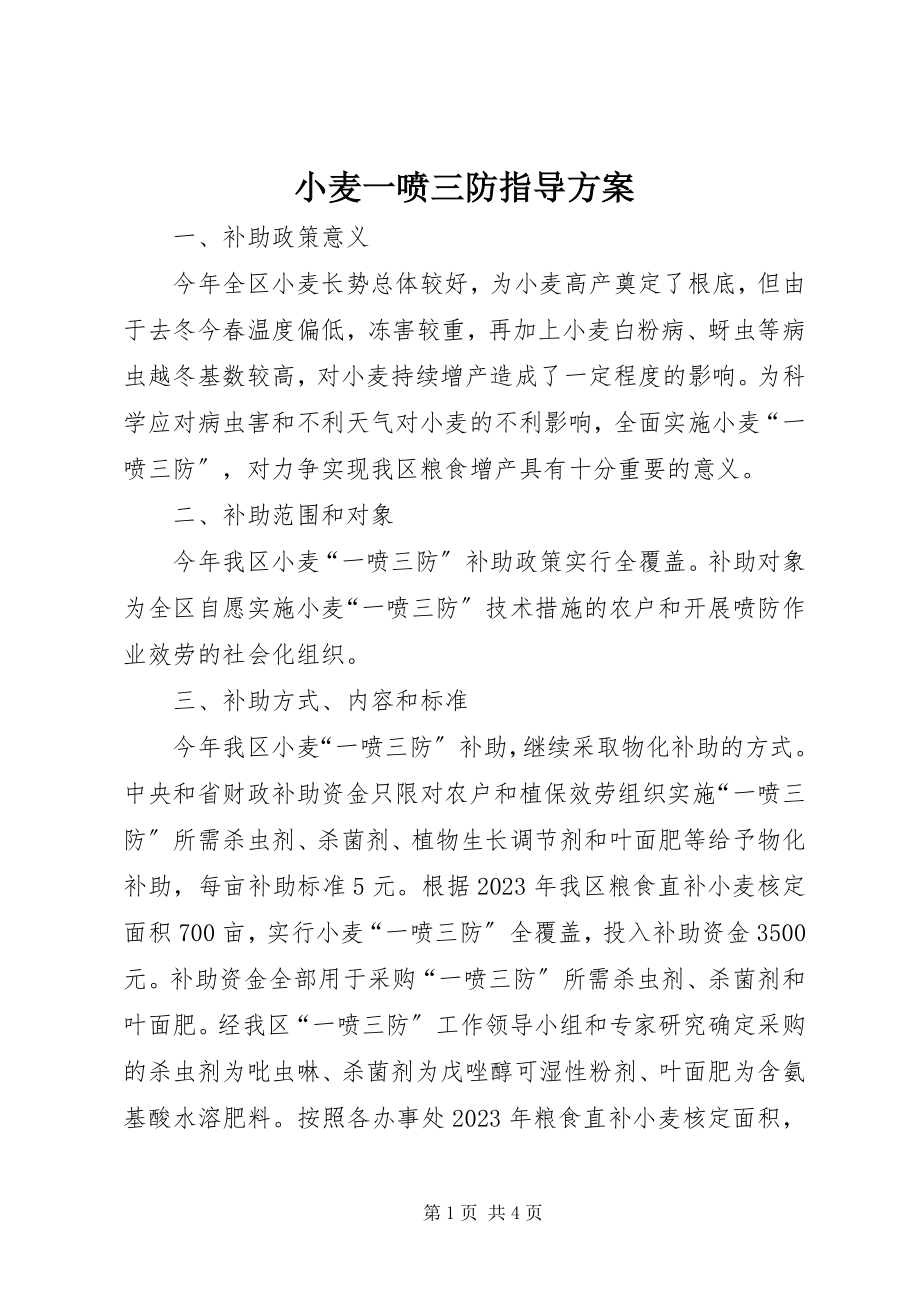 2023年小麦一喷三防指导方案.docx_第1页