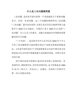 2023年什么是三农问题精简篇.docx