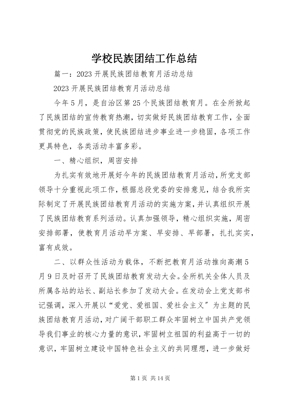 2023年学校民族团结工作总结.docx_第1页