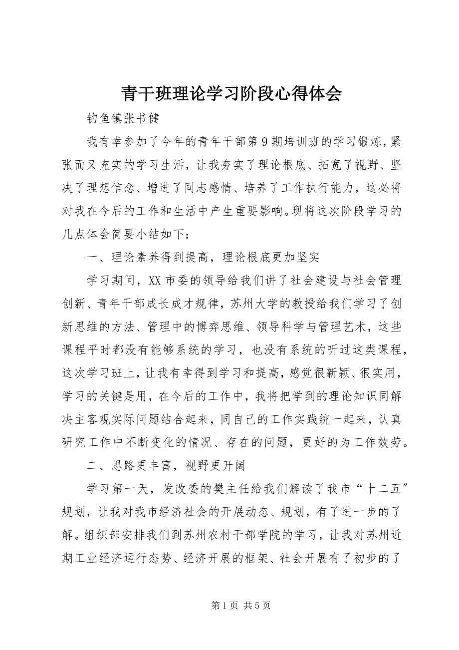 2023年青干班理论学习阶段心得体会.docx_第1页