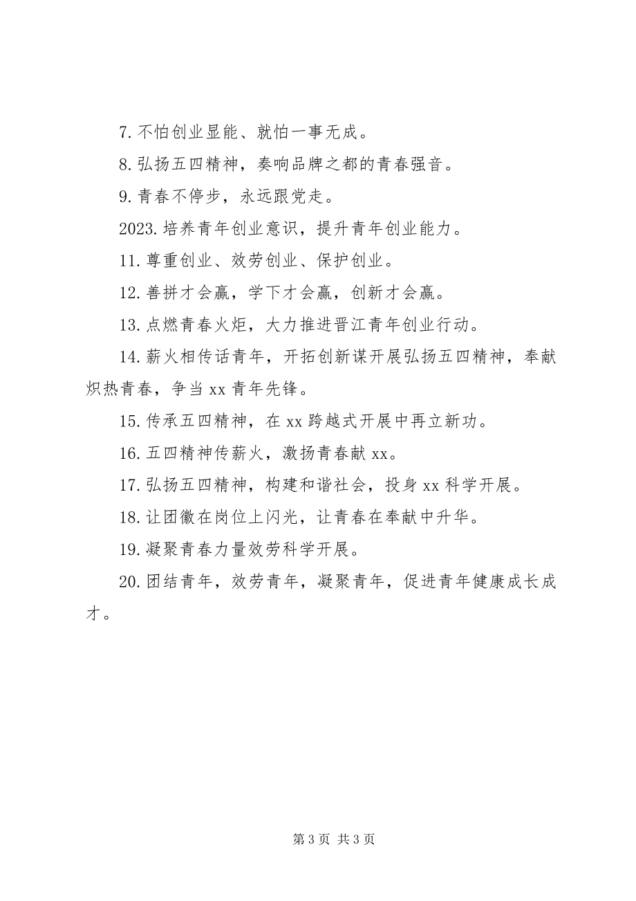 2023年五四表彰大会标语.docx_第3页