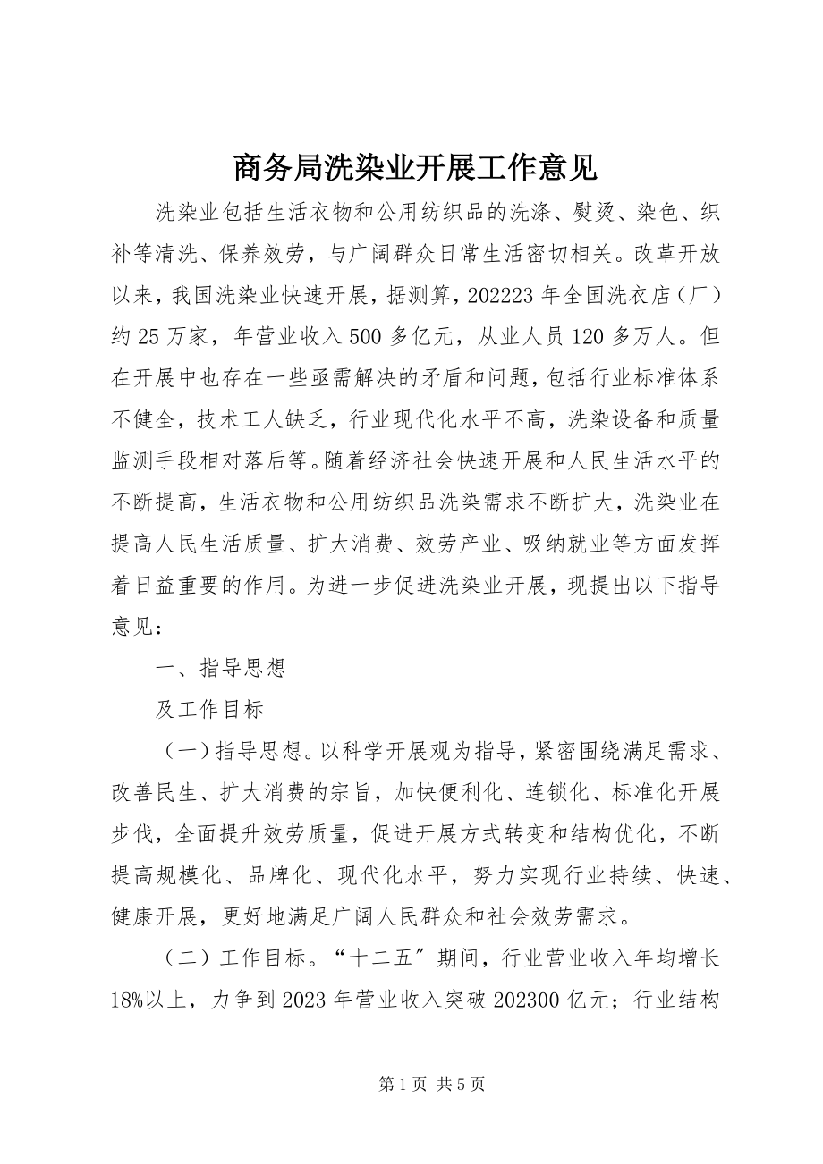 2023年商务局洗染业发展工作意见.docx_第1页