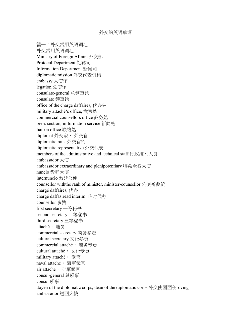 2023年外交的英语单词参考.docx_第1页