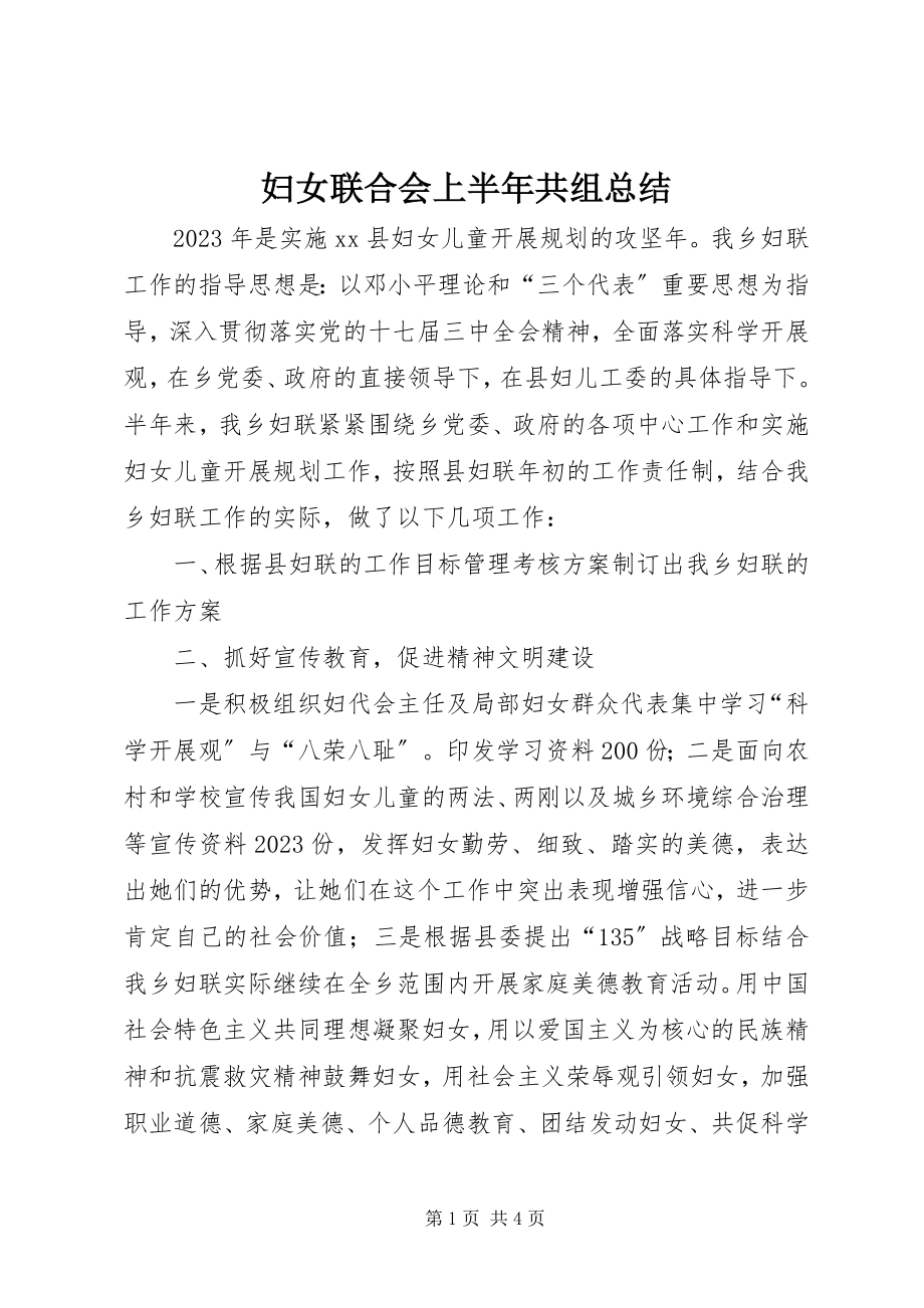 2023年妇女联合会上半年共组总结.docx_第1页