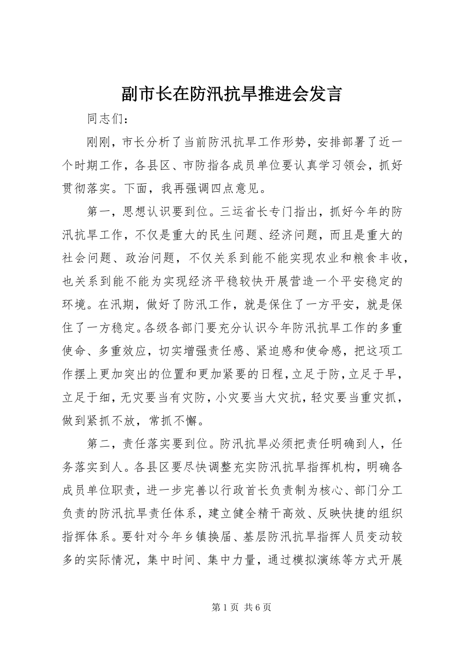 2023年副市长在防汛抗旱推进会讲话.docx_第1页