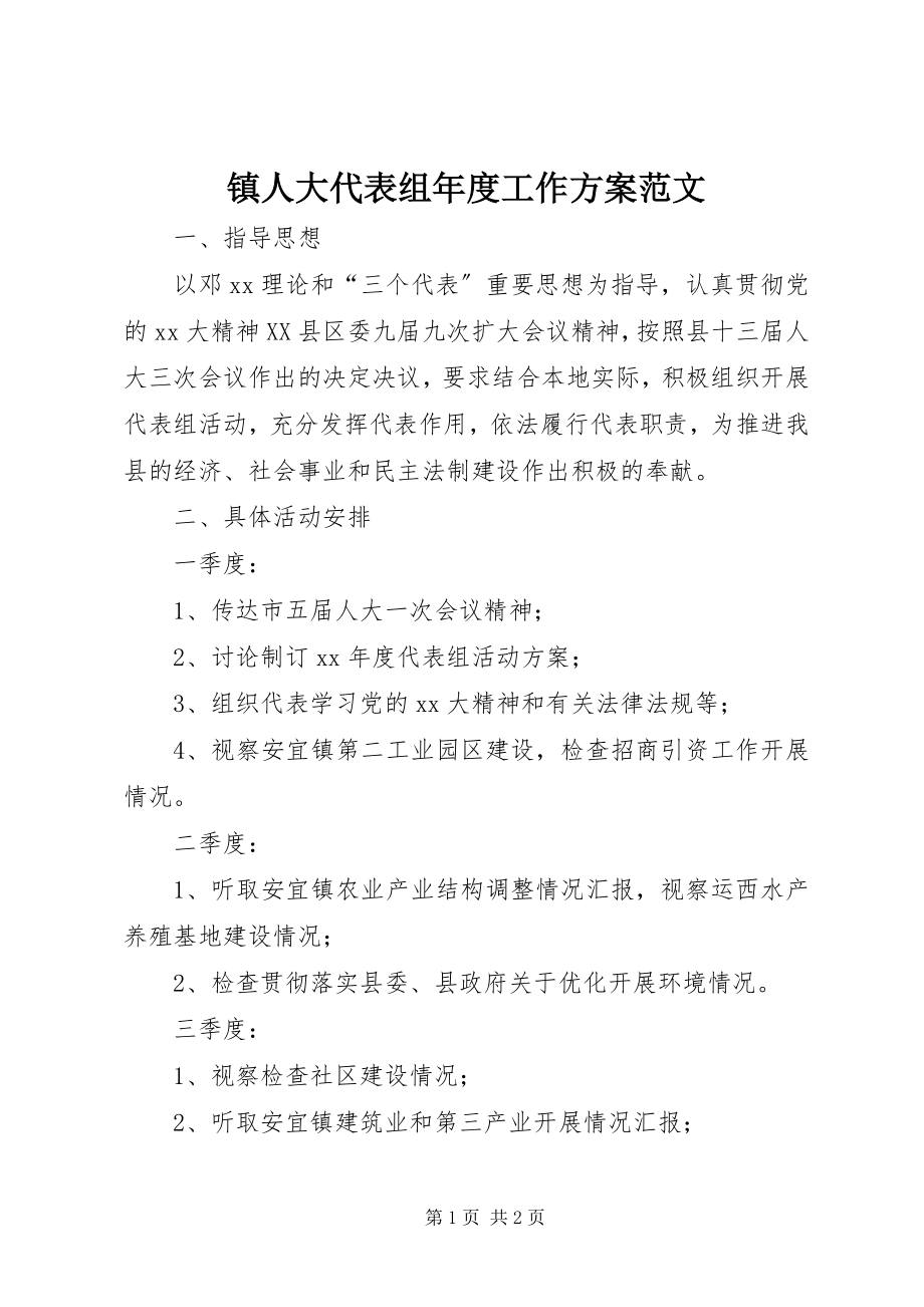 2023年镇人大代表组年度工作计划2.docx_第1页