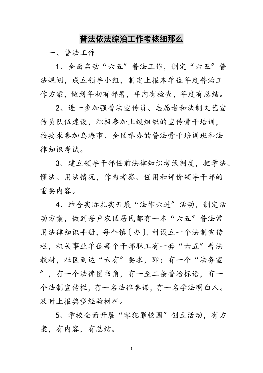 2023年普法依法综治工作考核细则范文.doc_第1页