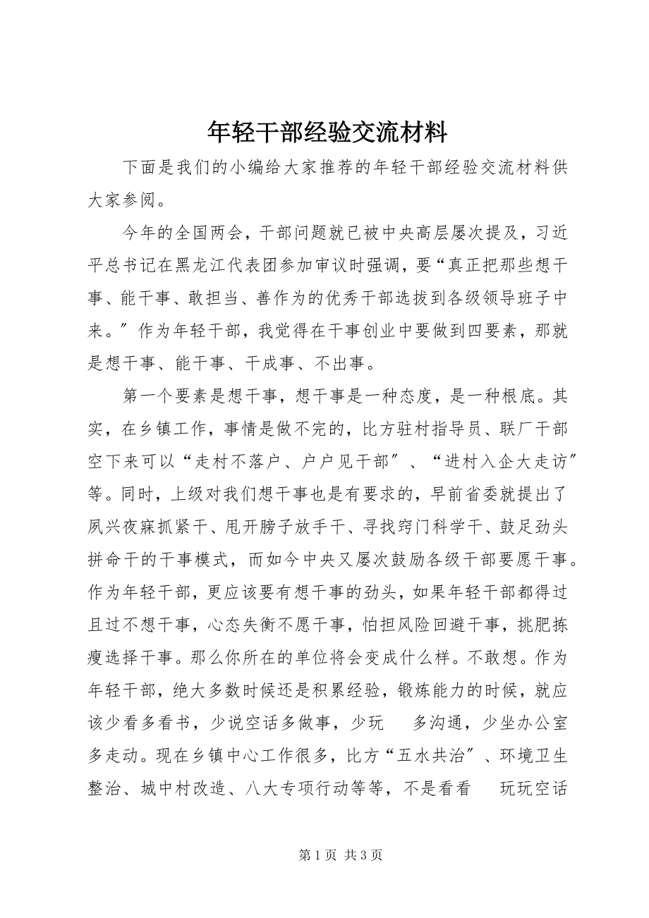 2023年轻干部经验交流材料.docx_第1页