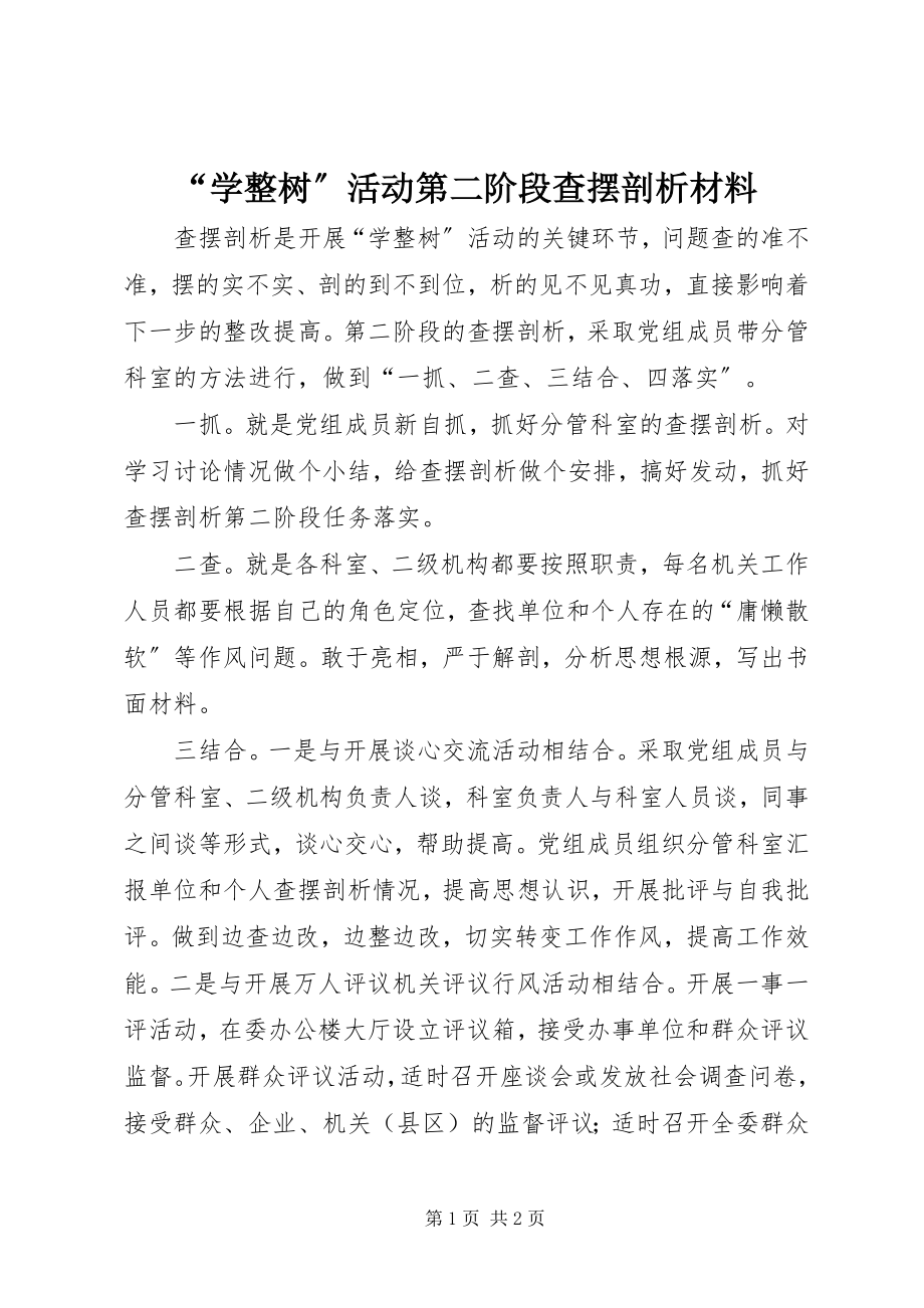 2023年学整树活动第二阶段查摆剖析材料.docx_第1页