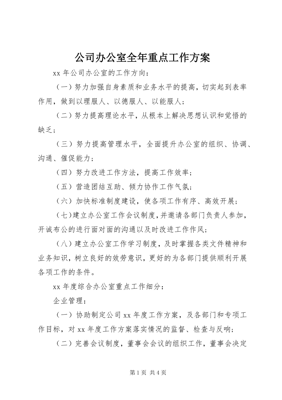 2023年公司办公室全年重点工作计划.docx_第1页