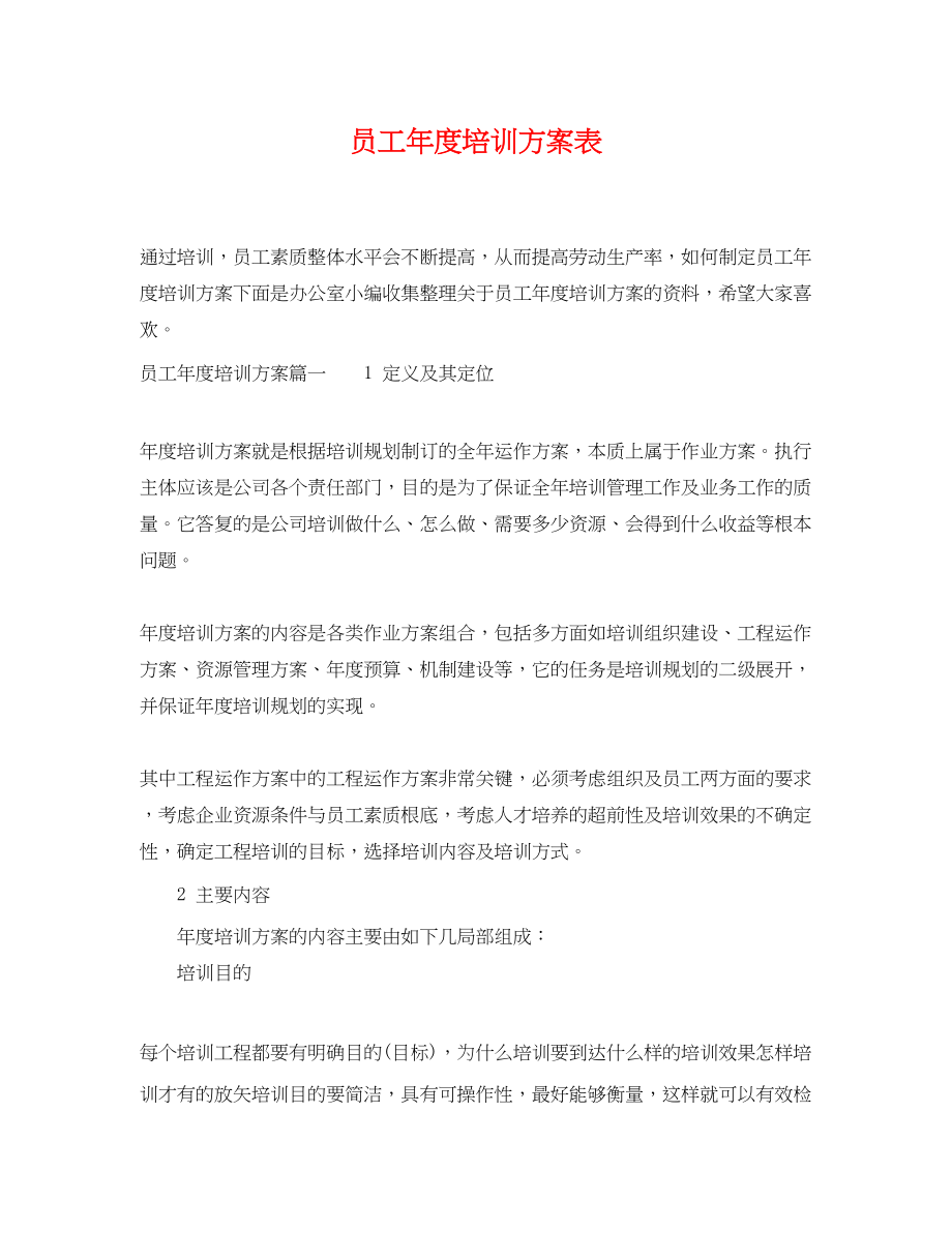 2023年员工度培训计划表.docx_第1页