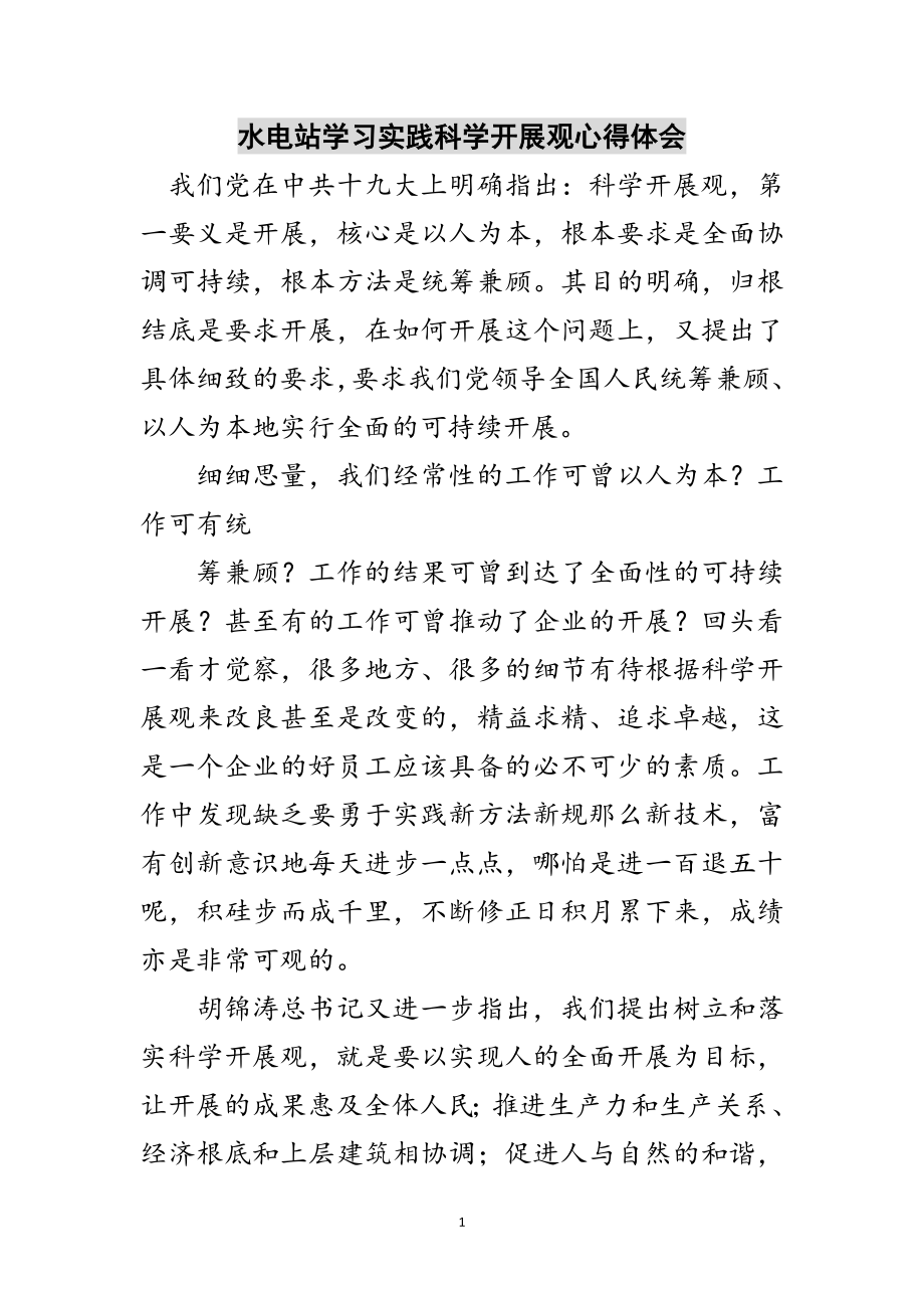 2023年水电站学习实践科学发展观心得体会范文.doc_第1页