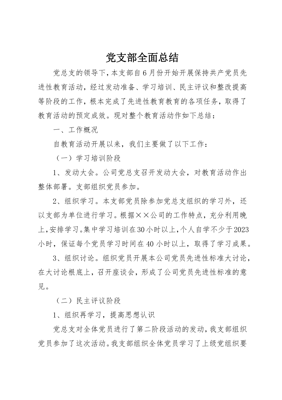 2023年党支部全面总结.docx_第1页