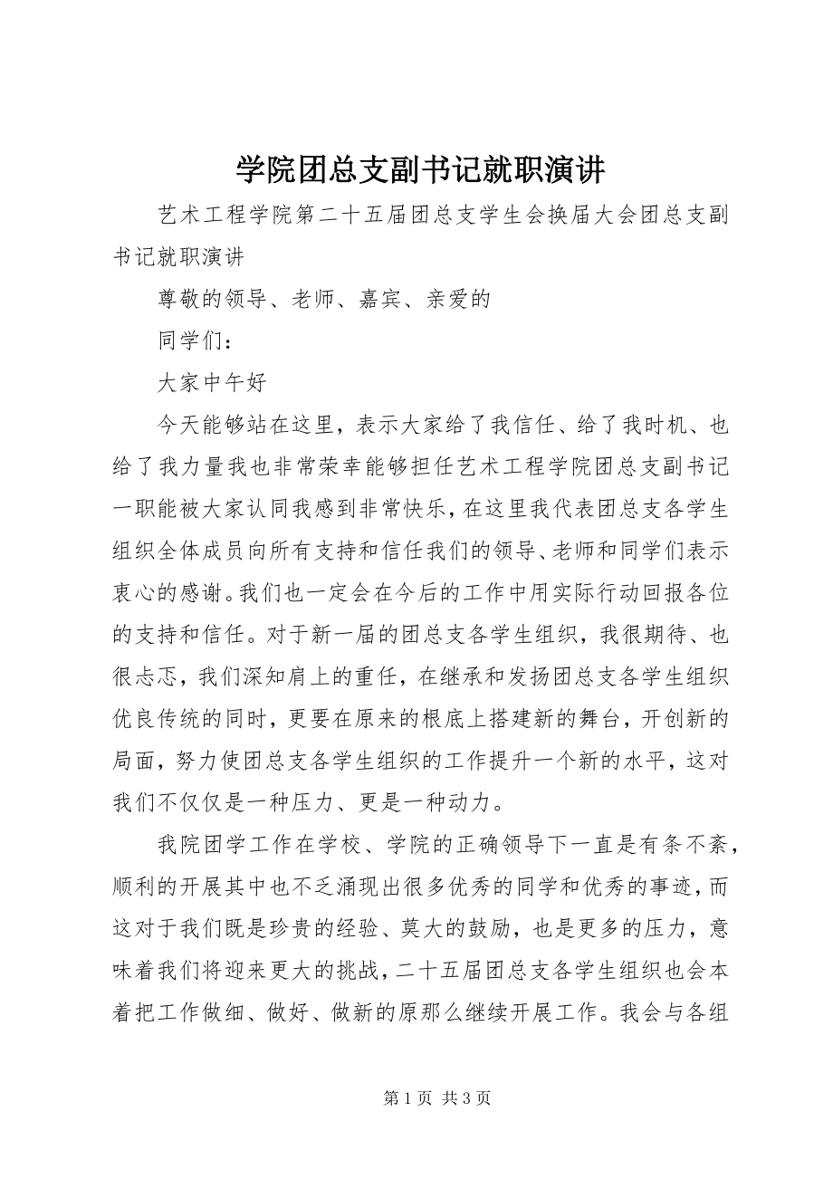 2023年学院团总支副书记就职演讲.docx_第1页