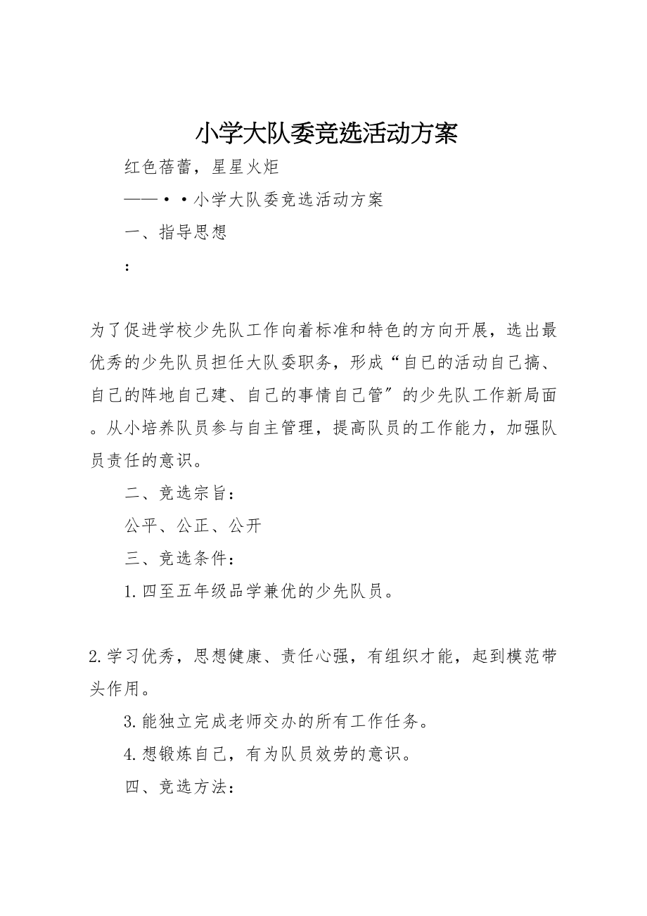 2023年小学大队委竞选活动方案.doc_第1页