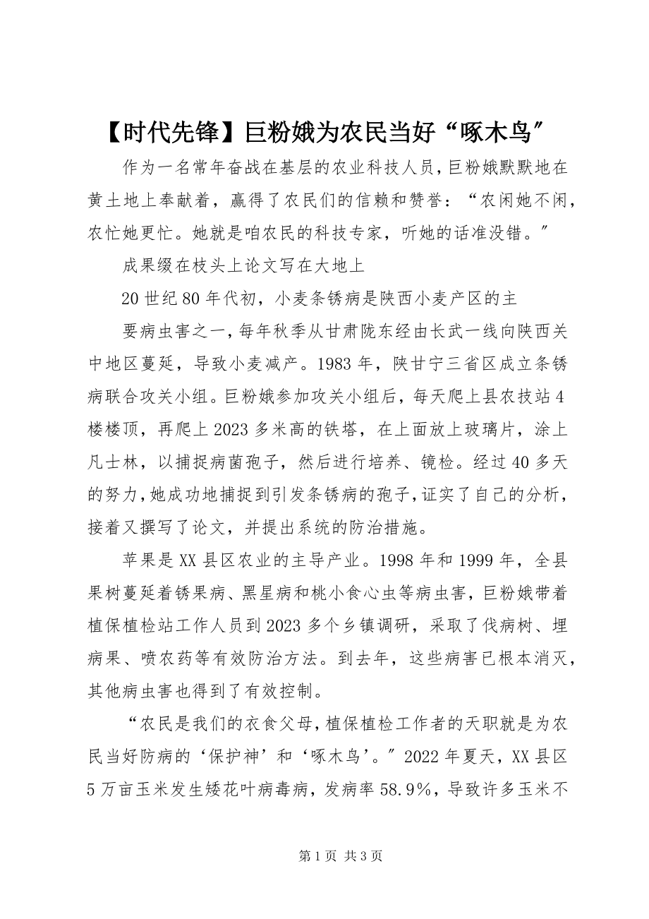 2023年时代先锋巨粉娥为农民当好“啄木鸟”新编.docx_第1页