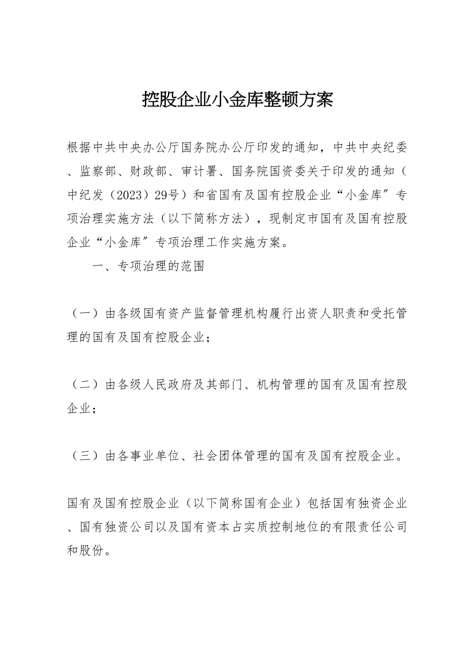 2023年控股企业小金库整顿方案.doc_第1页