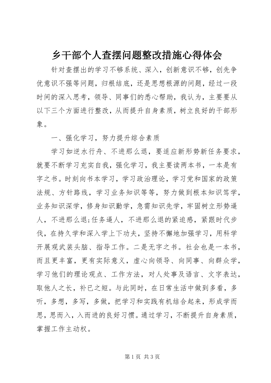 2023年乡干部个人查摆问题整改措施心得体会.docx_第1页