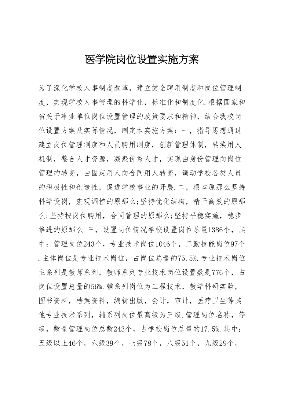 2023年医学院岗位设置实施方案.doc_第1页