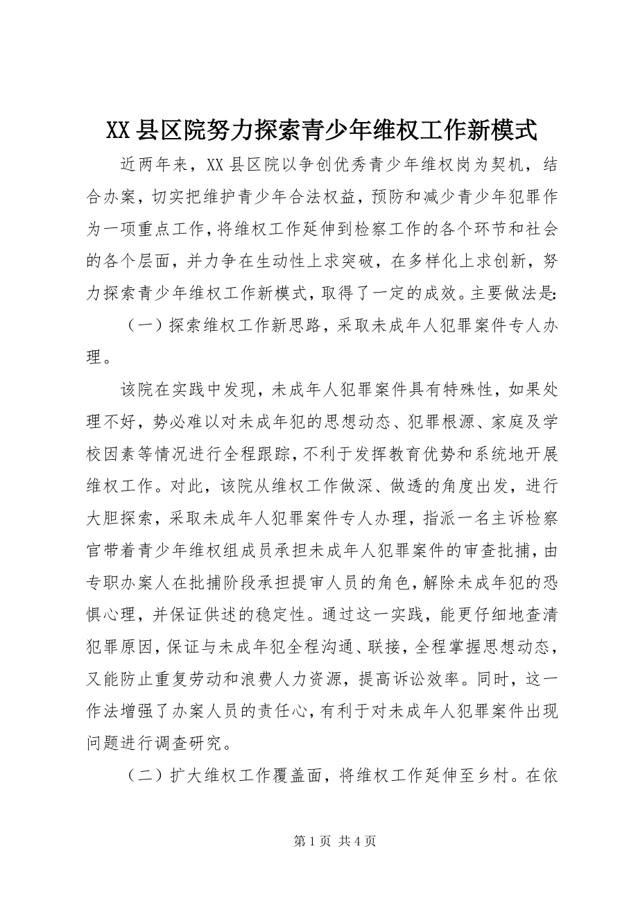 2023年XX县区院努力探索青少年维权工作新模式新编.docx_第1页