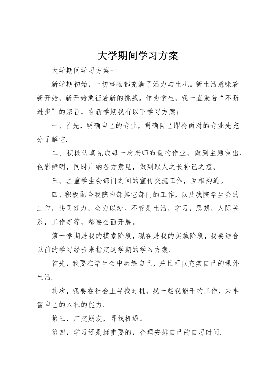 2023年大学期间学习计划.docx_第1页