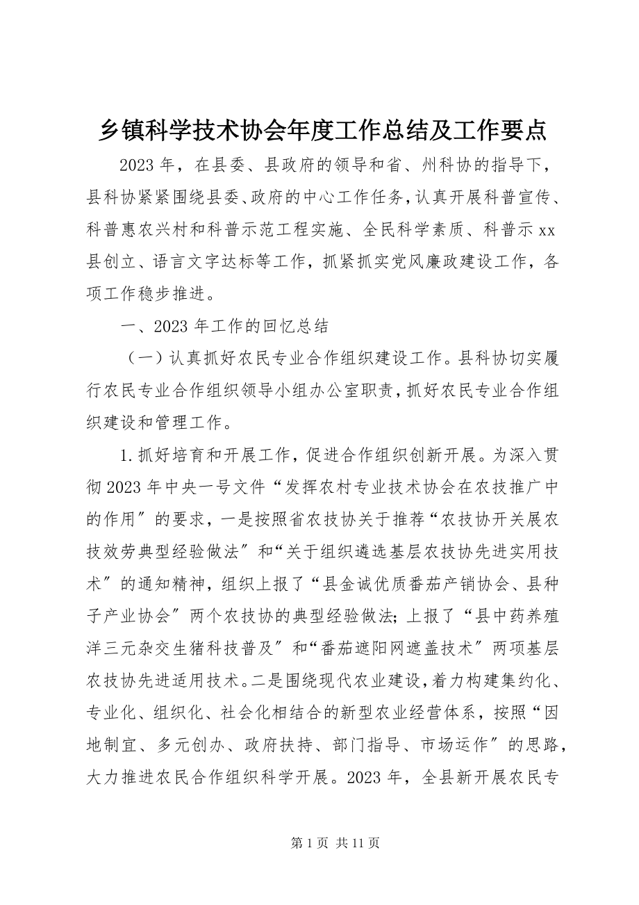 2023年乡镇科学技术协会年度工作总结及工作要点.docx_第1页