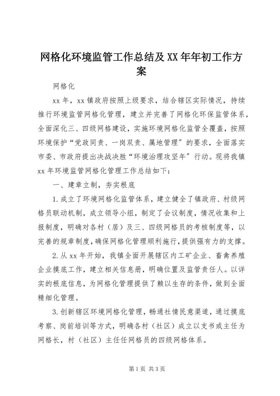 2023年网格化环境监管工作总结及年初工作计划.docx_第1页