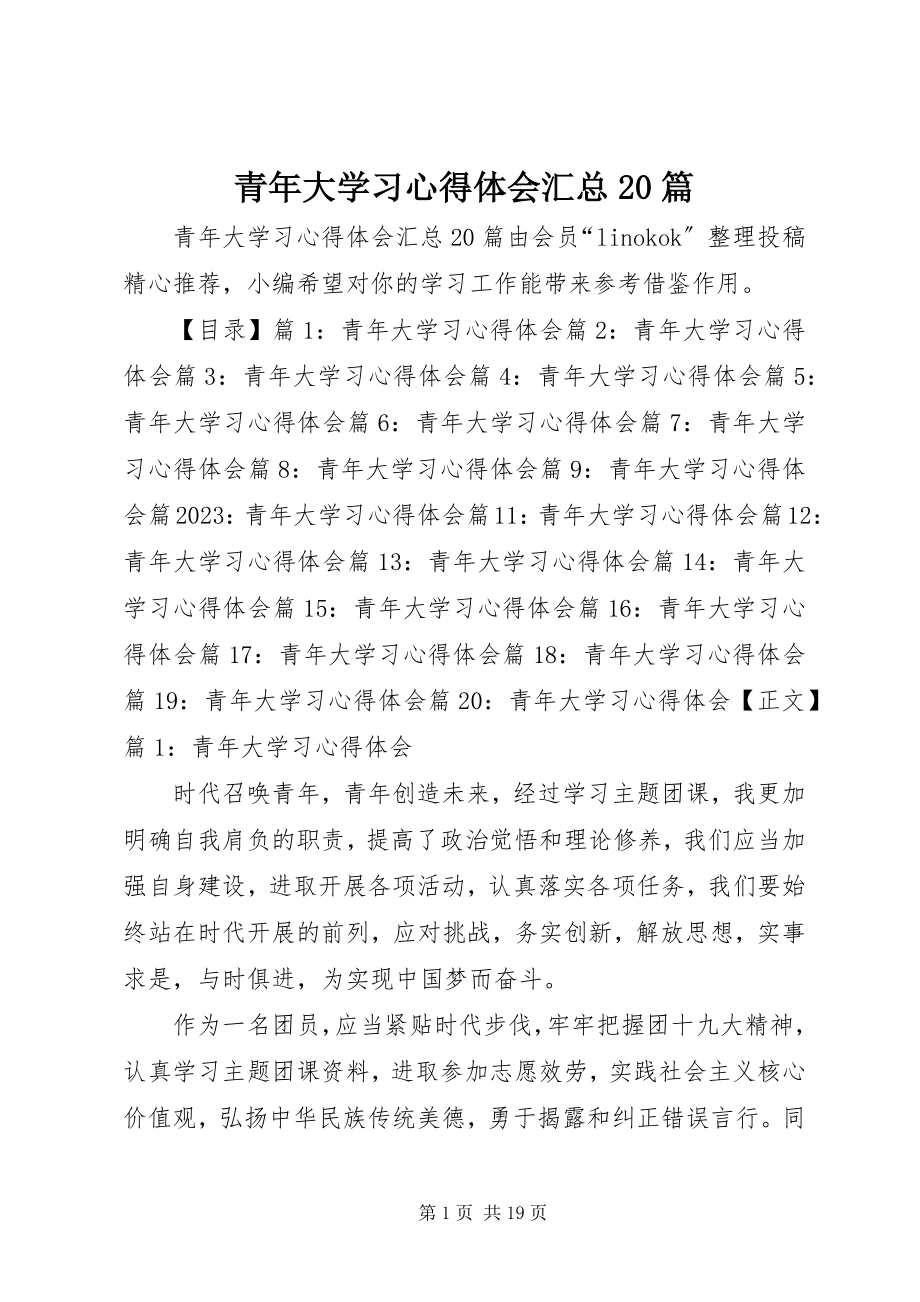 2023年青年大学习心得体会汇总20篇.docx_第1页