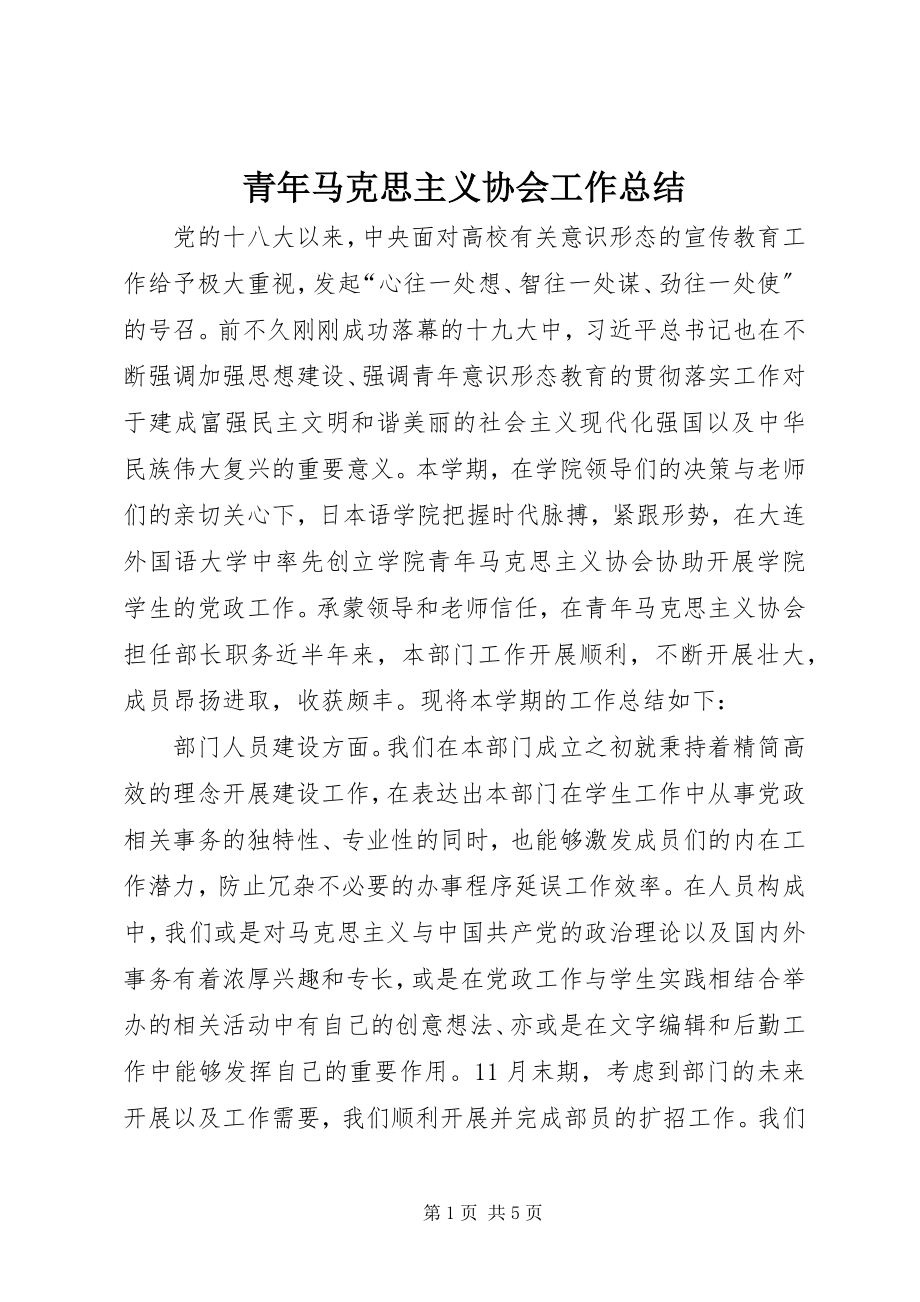 2023年青年马克思主义协会工作总结.docx_第1页