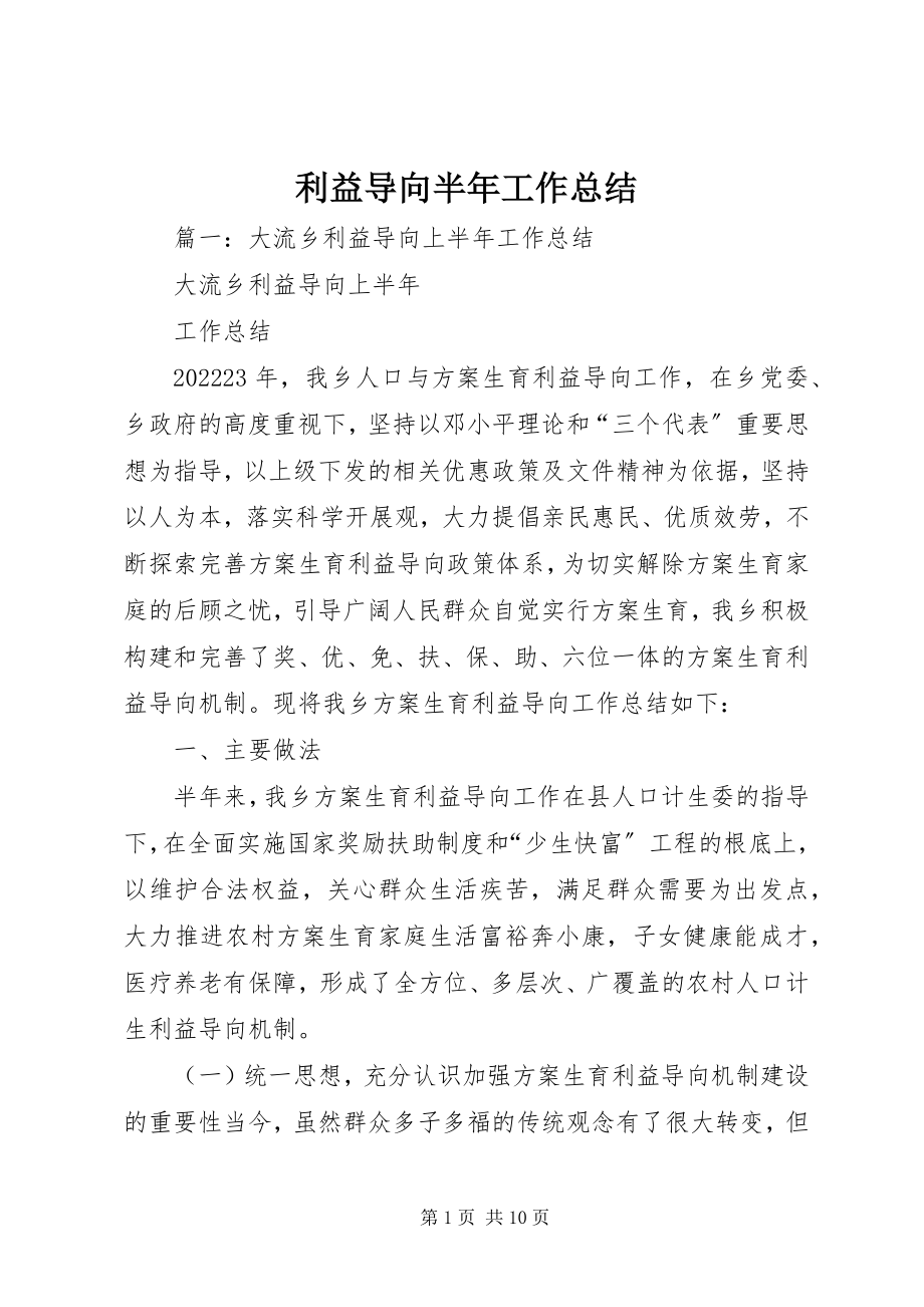 2023年利益导向半工作总结.docx_第1页