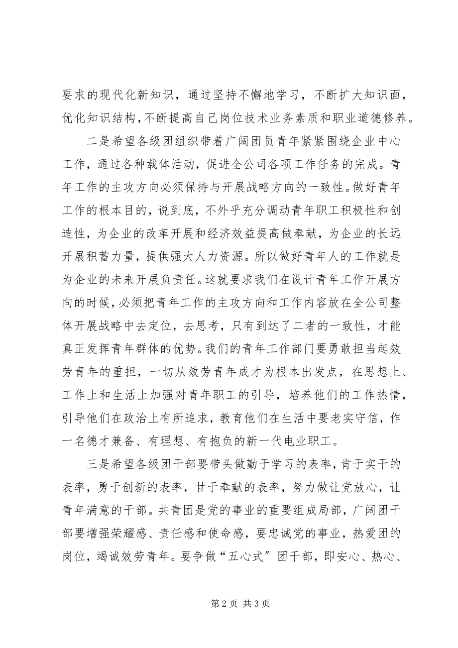 2023年在基层团代会上的致辞.docx_第2页