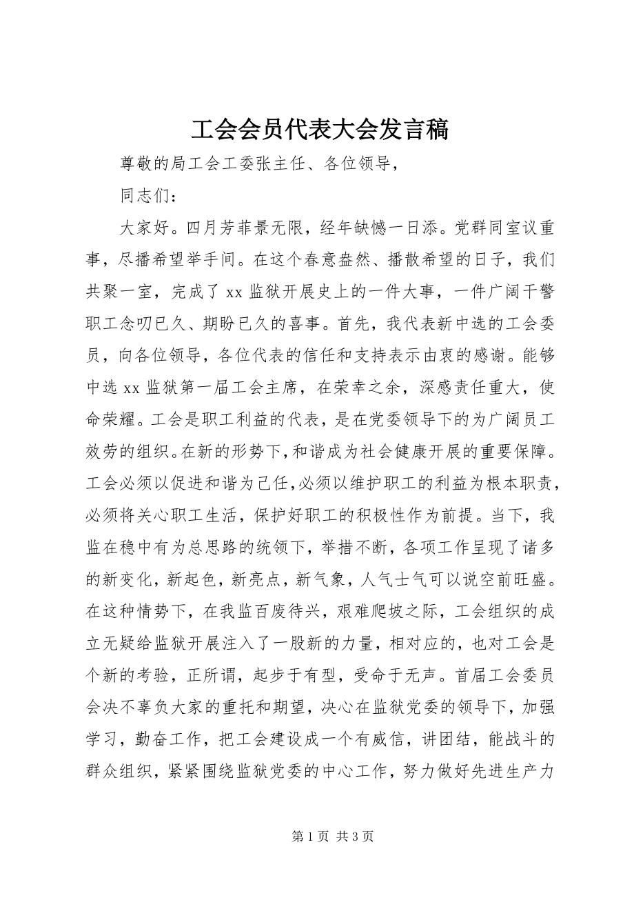 2023年工会会员代表大会发言稿.docx_第1页