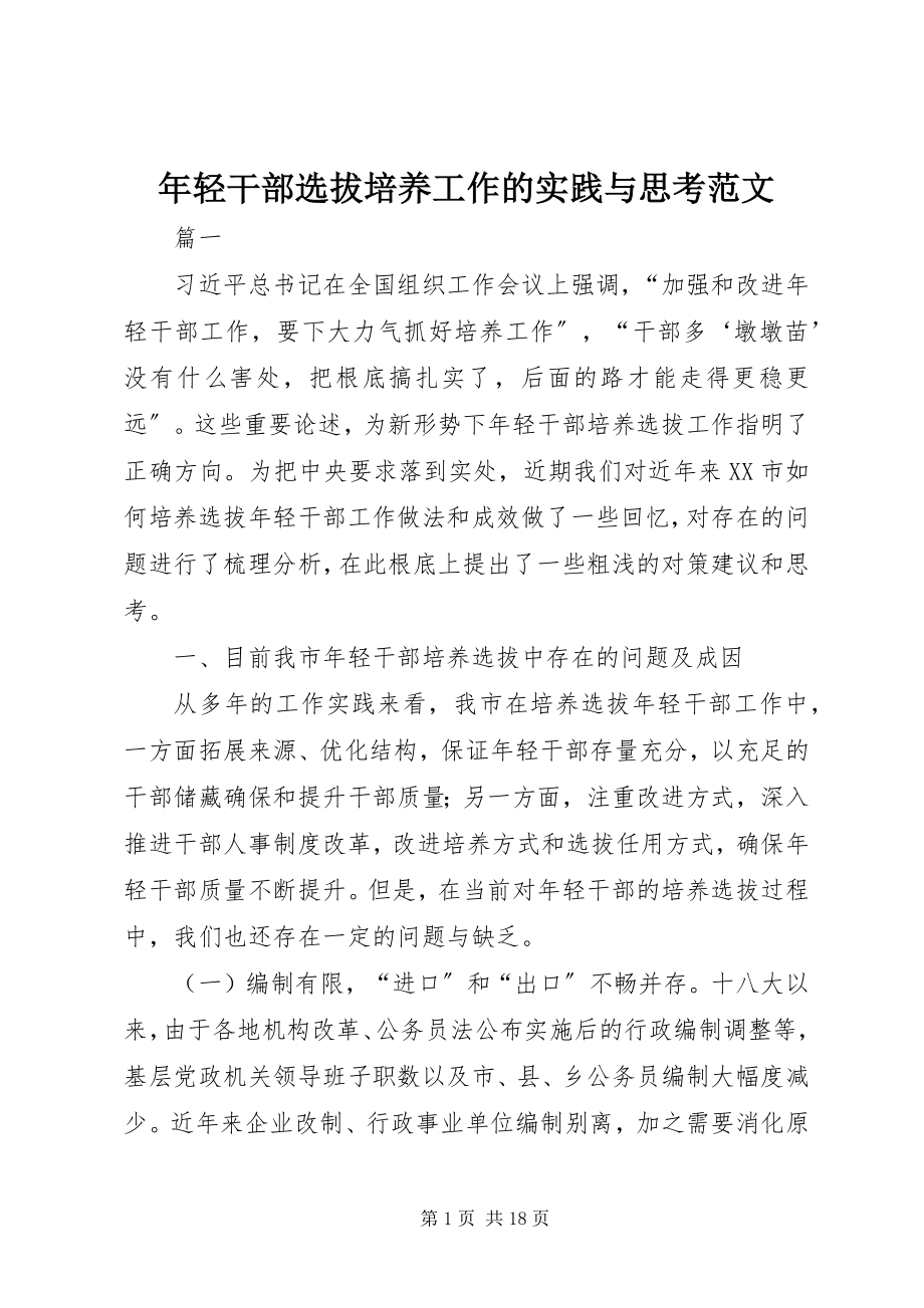 2023年轻干部选拔培养工作的实践与思考.docx_第1页