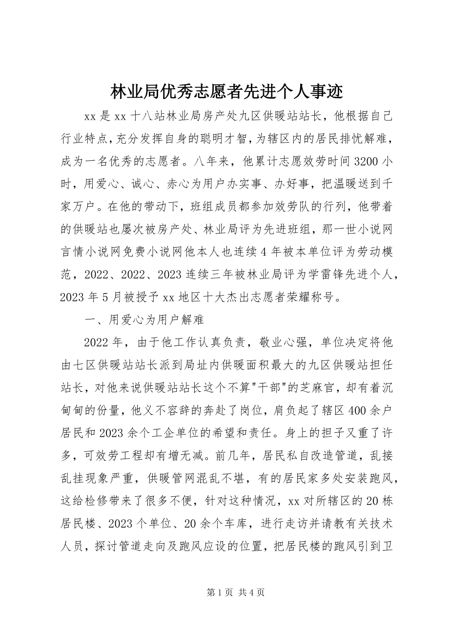 2023年林业局优秀志愿者先进个人事迹.docx_第1页