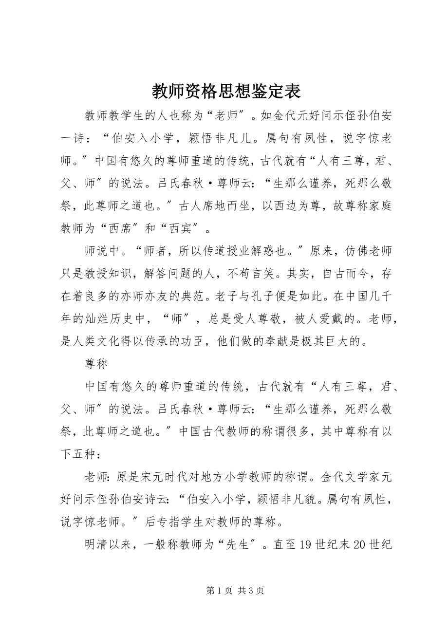 2023年教师资格思想鉴定表.docx_第1页