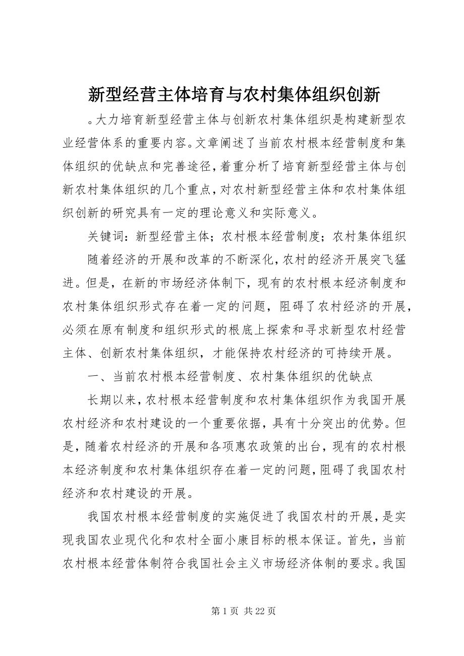 2023年新型经营主体培育与农村集体组织创新.docx_第1页