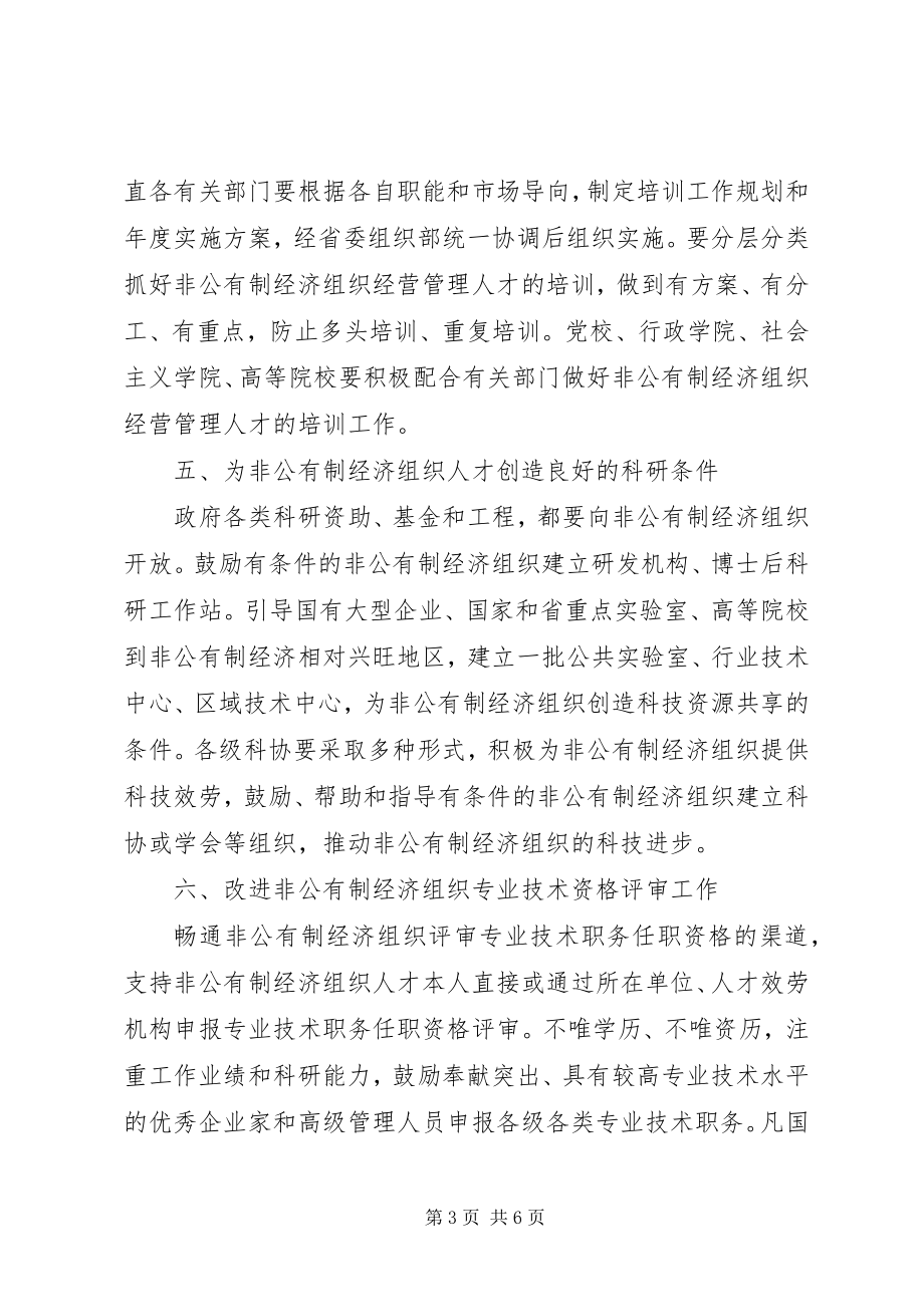 2023年非公有制经济组织人才队伍建设意见.docx_第3页