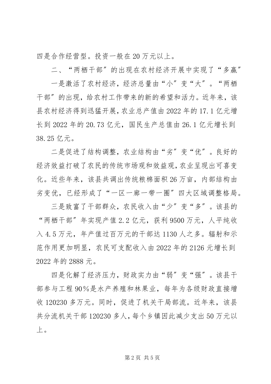 2023年两栖干部发展农村经济经验材料.docx_第2页