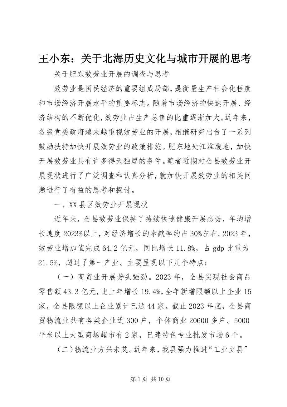 2023年王小东关于北海历史文化与城市发展的思考.docx_第1页